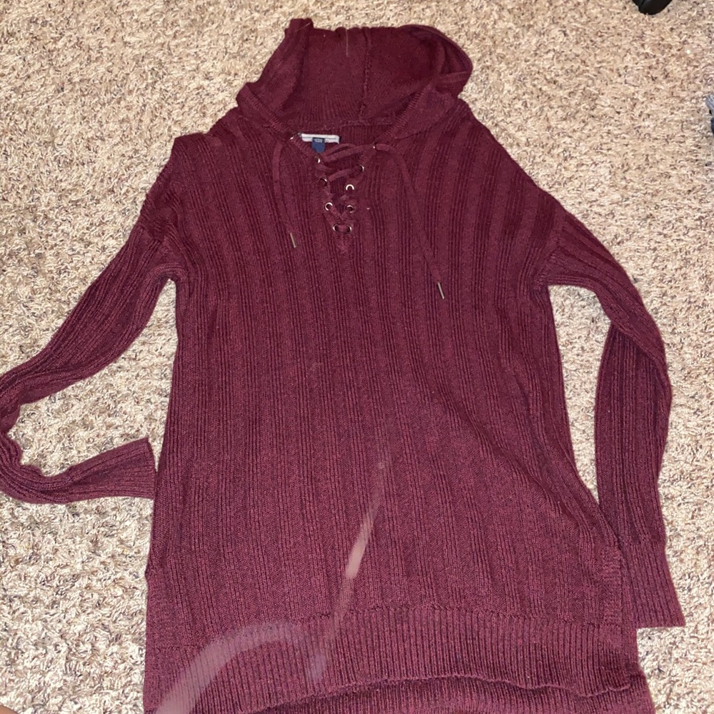 AE lace up knit sweater